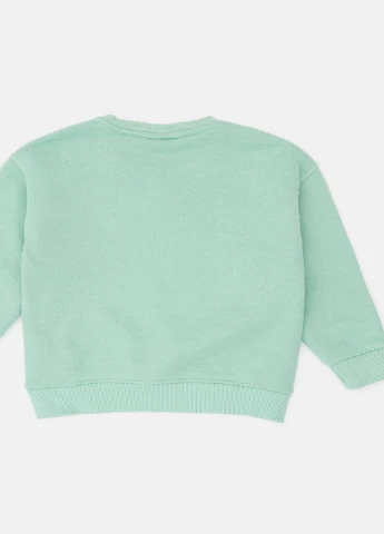 Zara світшот малюнок зелений кежуал бавовна