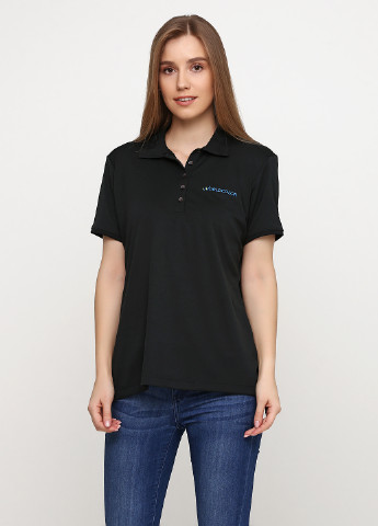 Черная женская футболка-поло Port Authority с надписью