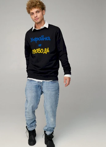 Чорний свитшот мужской oversize /no flis/ YAPPI малюнок (254557607)