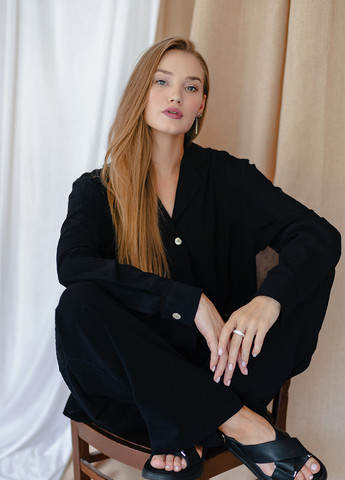 Черная кэжуал рубашка однотонная Anna Yakovenko