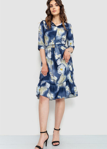 Синее кэжуал платье рубашка Ager с цветочным принтом