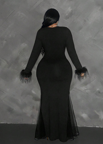 Чорна вечірня сукня годе SHEIN однотонна