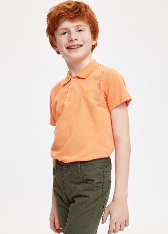 Оранжевая детская футболка-поло для мальчика DeFacto