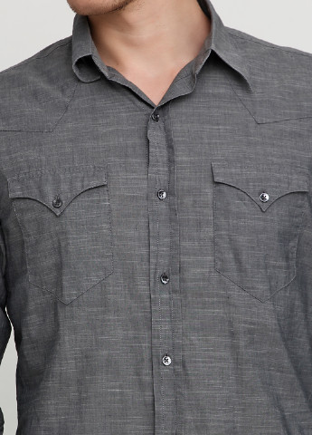 Серая кэжуал рубашка однотонная Ralph Lauren с длинным рукавом