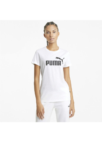 Белая всесезон футболка essentials logo women's tee Puma