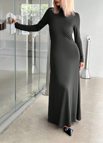 Чорна кежуал сукня сукня-водолазка, кльош SHEIN однотонна