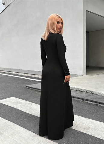 Чорна кежуал сукня сукня-водолазка, кльош SHEIN однотонна