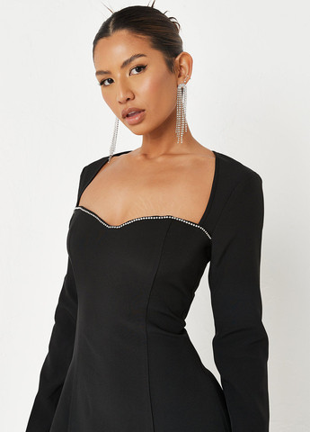 Черное коктейльное платье Missguided однотонное