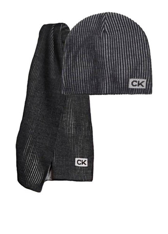 Чорний демісезонний комплект (шапка, шарф) Calvin Klein