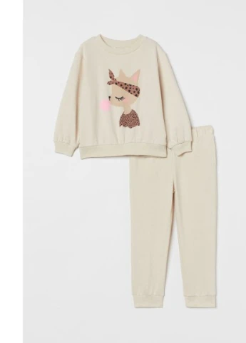 Спортивний костюм (світшот і джогери) 140 см 9-10 р Світло бежевий H&M 9S621 (252296270)