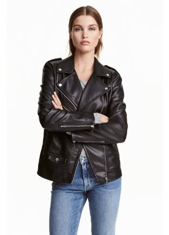 Черная демисезонная куртка H&M Модель
