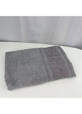 Полотенце банное махровое Febo Vip Cotton Ecre Турция 6377 темно-серое 70х140 см No Brand комбинированный