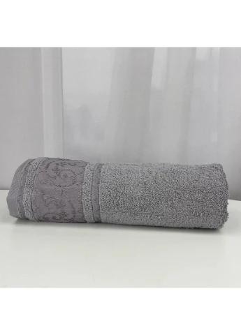 Полотенце банное махровое Febo Vip Cotton Ecre Турция 6377 темно-серое 70х140 см No Brand комбинированный
