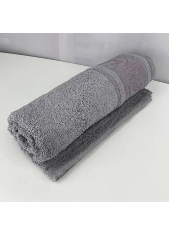 Полотенце банное махровое Febo Vip Cotton Ecre Турция 6377 темно-серое 70х140 см No Brand комбинированный