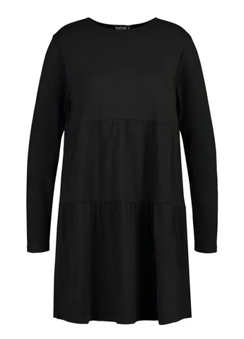 Черное кэжуал платье клеш Boohoo однотонное