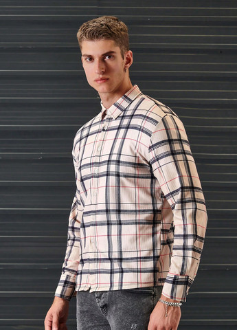 Светло-бежевая кэжуал рубашка в клетку SHEIN