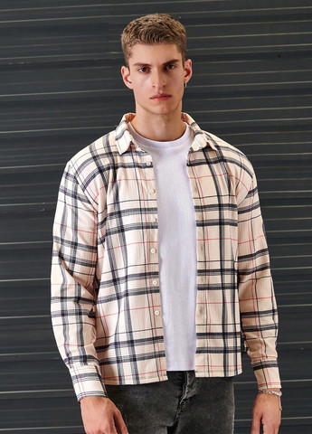 Светло-бежевая кэжуал рубашка в клетку SHEIN