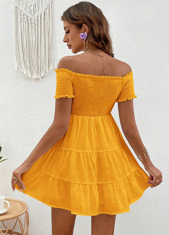 Жовтий кежуал сукня з відкритими плечима SHEIN однотонна