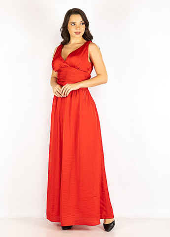 Червона вечірня сукня в стилі армпір Time of Style однотонна