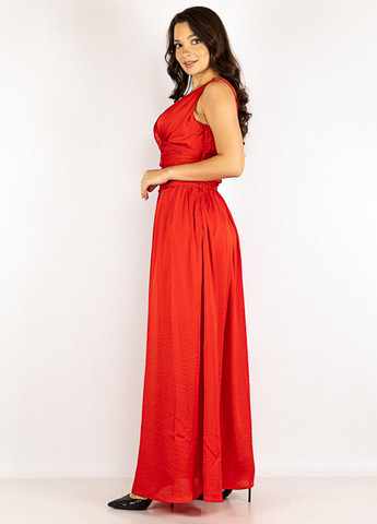 Червона вечірня сукня в стилі армпір Time of Style однотонна