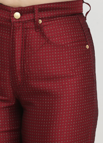 Бордовые кэжуал демисезонные укороченные, зауженные брюки RoccoBarocco