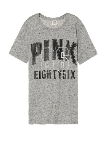 Серая летняя футболка с коротким рукавом Pink
