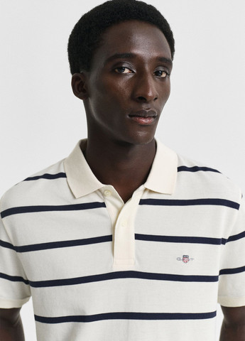 Светло-бежевая футболка-поло для мужчин Gant в полоску