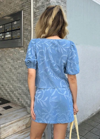 Темно-блакитна блуза SHEIN