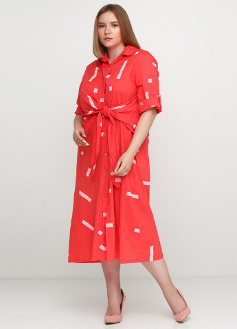 Коралловое кэжуал платье New Collection с абстрактным узором