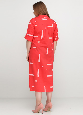 Коралловое кэжуал платье New Collection с абстрактным узором