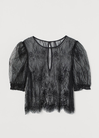 Черная летняя блуза кружевная H&M