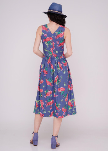 Комбинированное кэжуал платье марта-м роза 3 на дениме Jet с цветочным принтом
