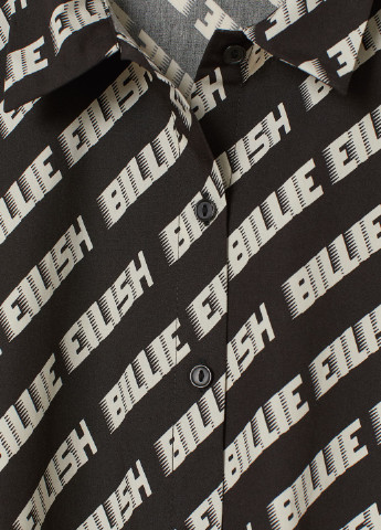 Черно-белая кэжуал рубашка с надписями H&M
