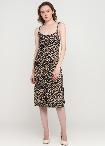 Коричнева кежуал сукня сукня-майка Boohoo леопардовий