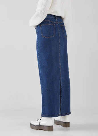 Темно-синяя джинсовая однотонная юбка Bershka