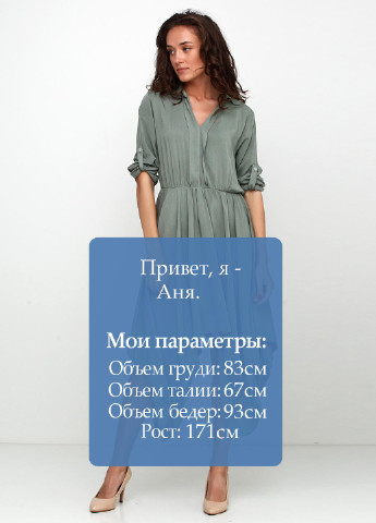 Оливковое (хаки) кэжуал платье New Collection однотонное