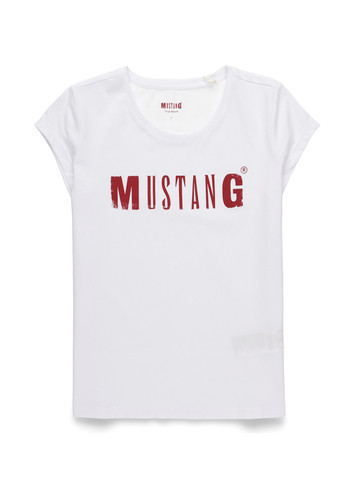 Белая летняя футболка Mustang