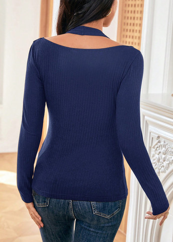 Тёмно-синяя блуза SHEIN