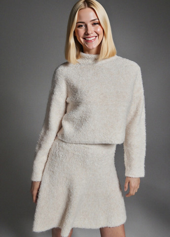 Молочная кэжуал однотонная юбка Reserved клешированная