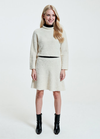 Молочная кэжуал однотонная юбка Reserved клешированная