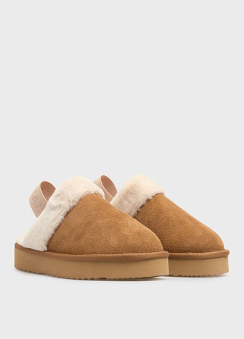 Рыжие сабо Pepe Jeans на платформе с логотипом, с мехом