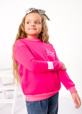 KINDER MODE свитшот для девочки однотонный розовый спортивный хлопок