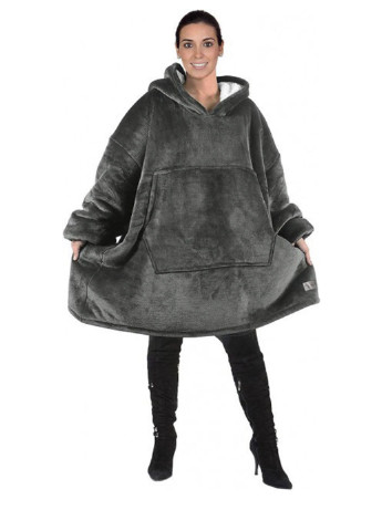 Толстовка плед с рукавами и капюшоном Huggle Hoodie оверсайз, теплый худи с большим карманом для рук Серый TOP (254584138)