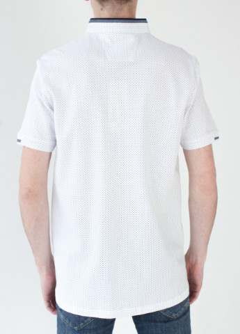 Белая футболка-поло мужское белое воротник стойка в горошек для мужчин MCS