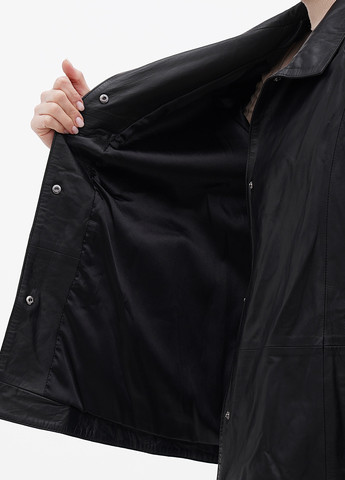 Черная демисезонная куртка кожаная Gessada