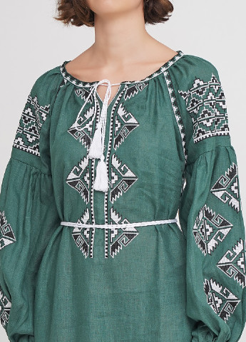 Темно-зеленое кэжуал платье миди Lugin с патриотической символикой