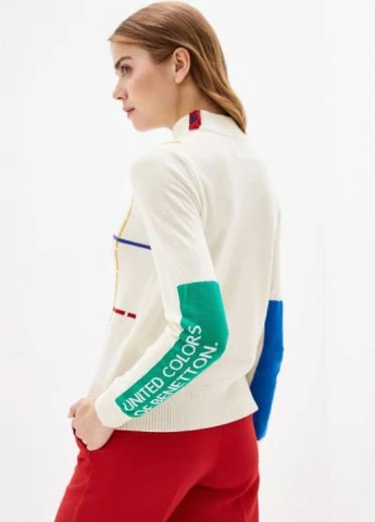 Белый демисезонный свитер United Colors of Benetton