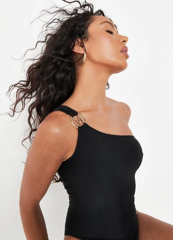 Черный летний купальник слитный Missguided
