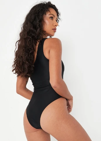 Черный летний купальник слитный Missguided