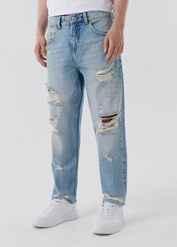 Голубые демисезонные зауженные джинсы Cropp